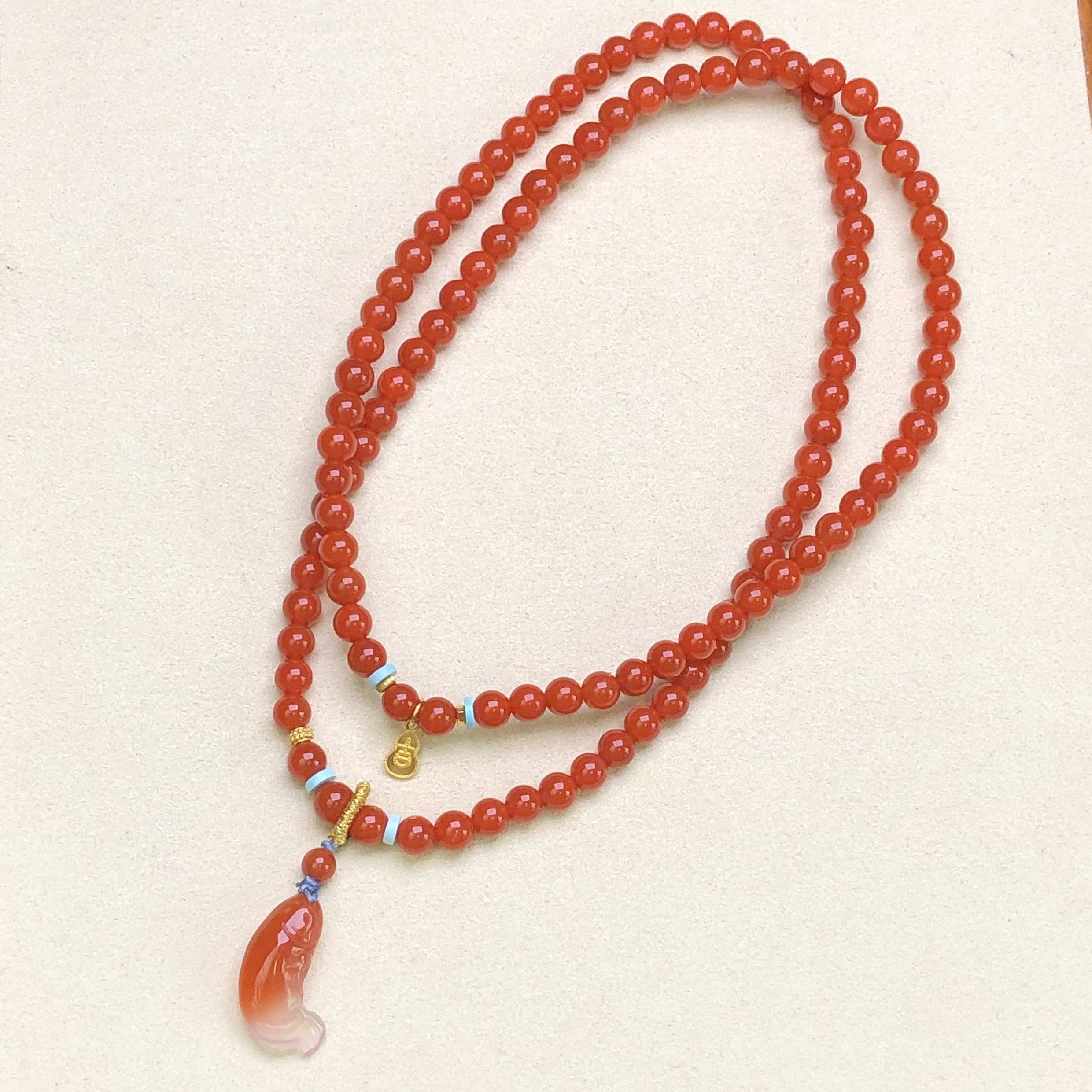 【原矿无注胶】保山辣椒红卡5三圈手串项链