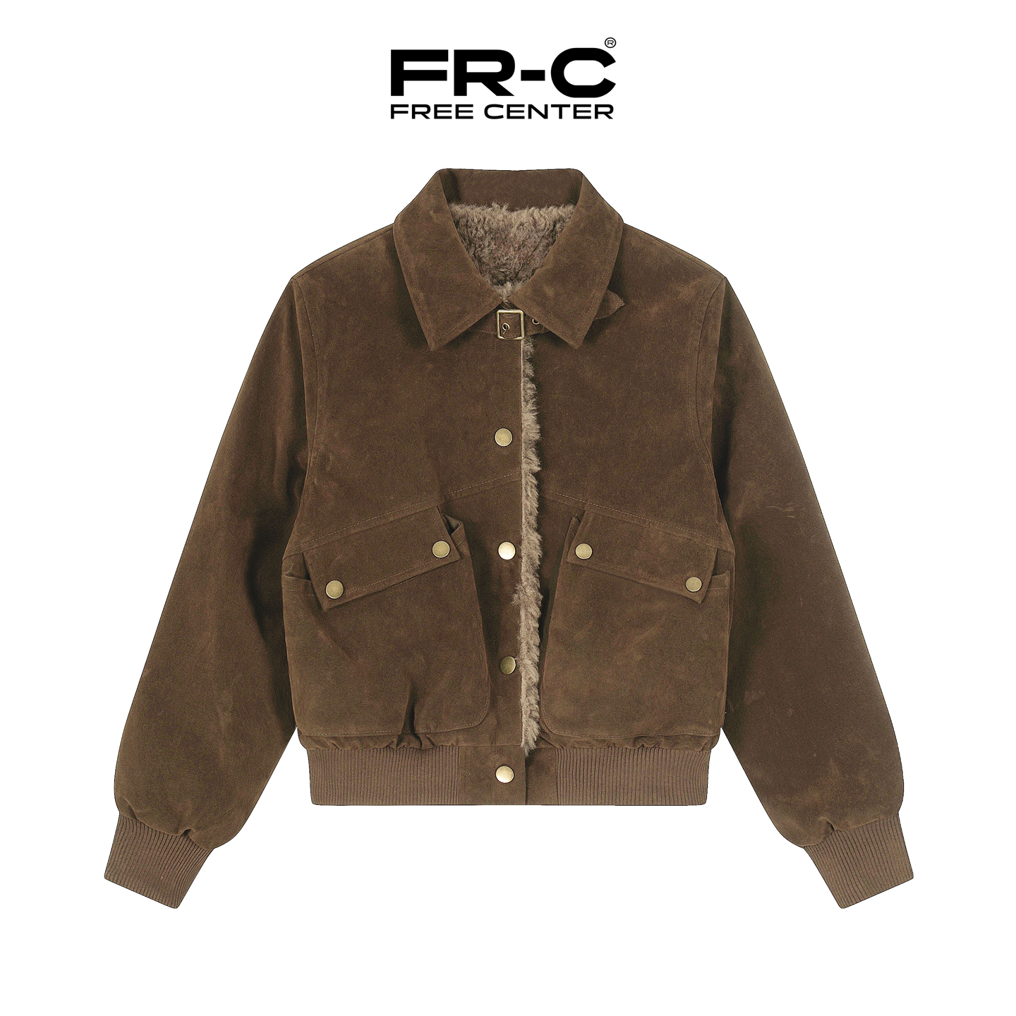 FREE CENTER美式复古翻领毛绒夹克美拉德秋冬毛边外套女保暖开衫