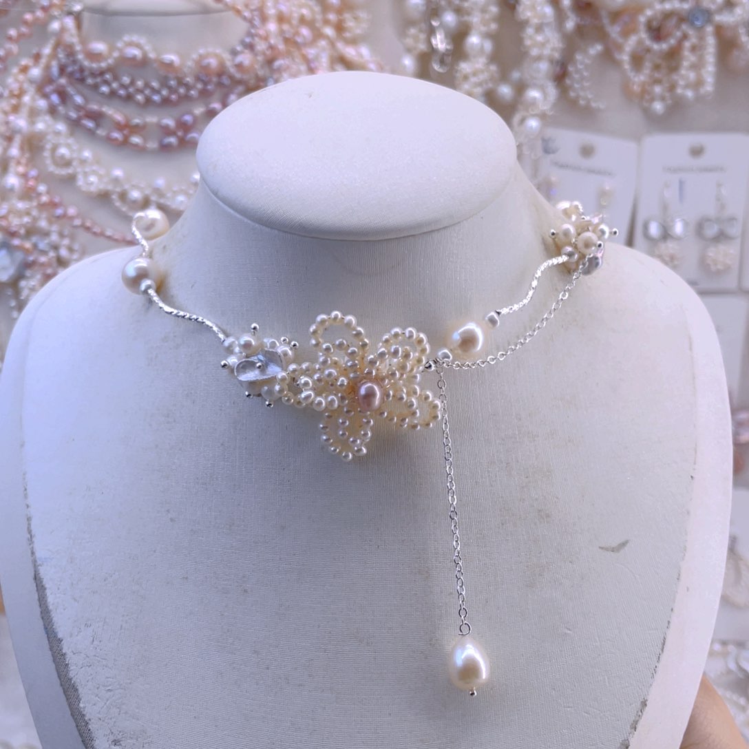 未镶嵌耳饰淡水珍珠项链