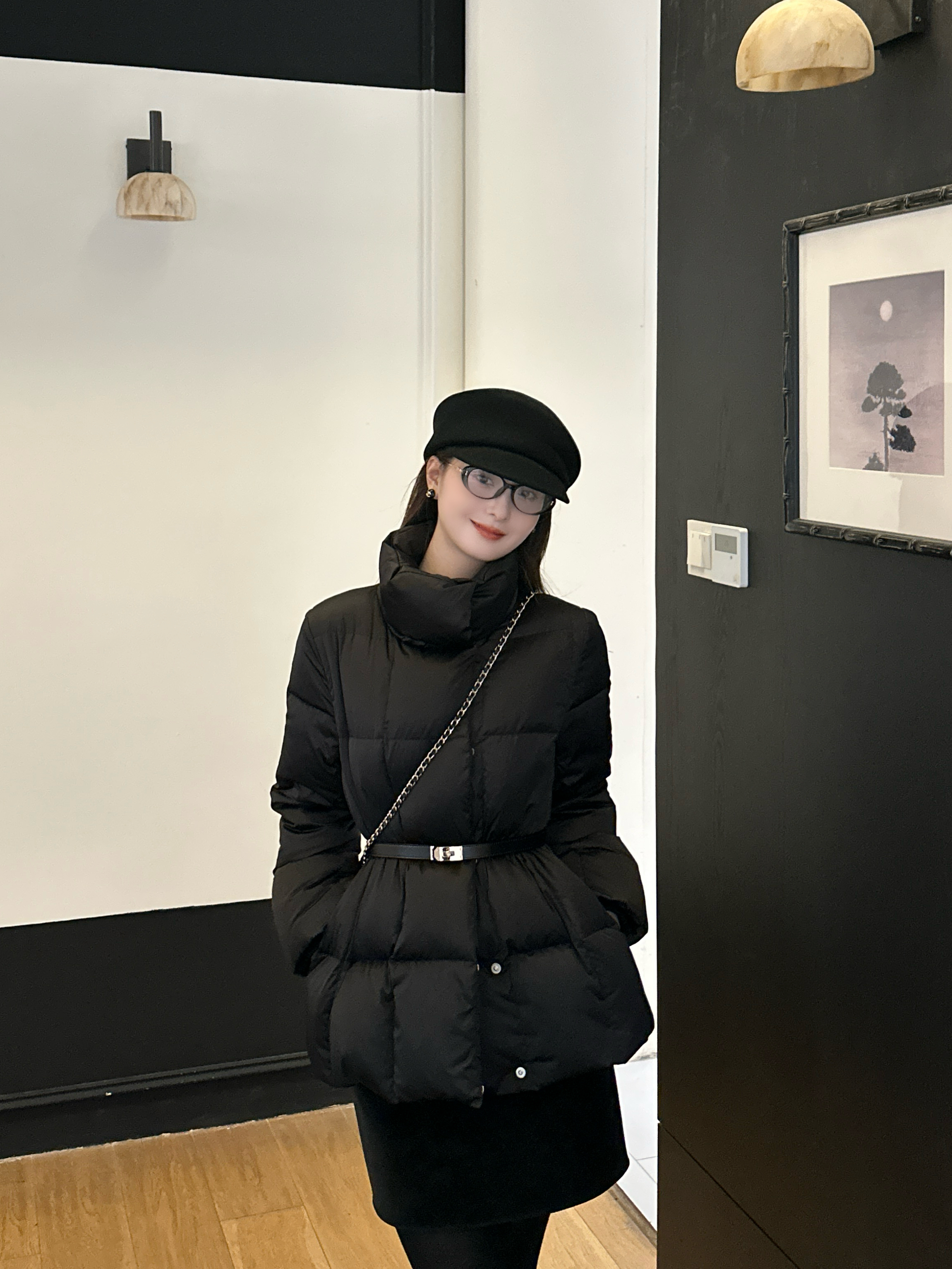 C313496M【白鸭绒】女纯色厚款中长款宽松加厚保暖显瘦羽绒服