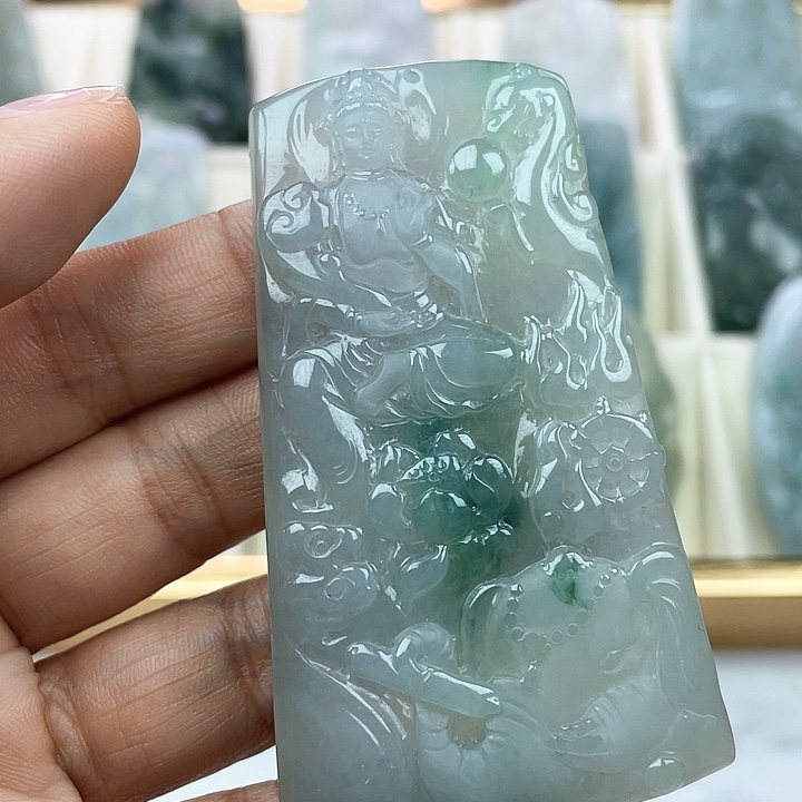 翡翠未镶嵌颈饰我**然天然翡翠A货普贤菩萨