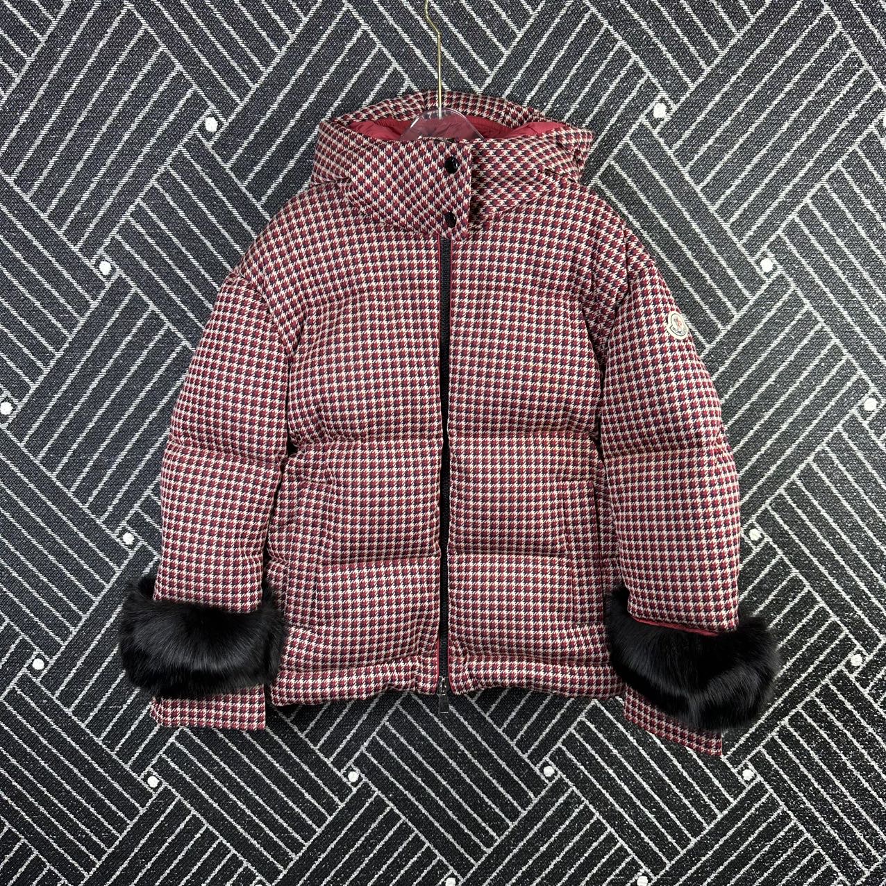 99新 MONCLER 千鸟格袖口皮毛可拆卸 1码/偏宽松 /18173