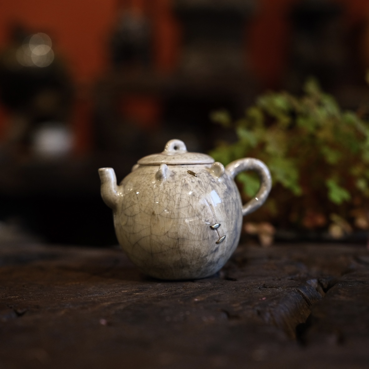 原创柴烧手捏瓷泥小壶80ml