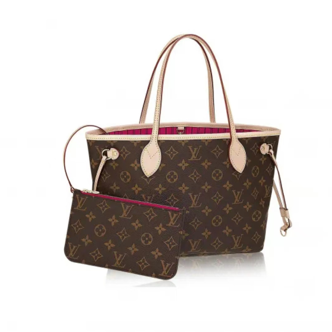 未使用 LouisVuitton/路易威登 neverfull红内中号子母包 