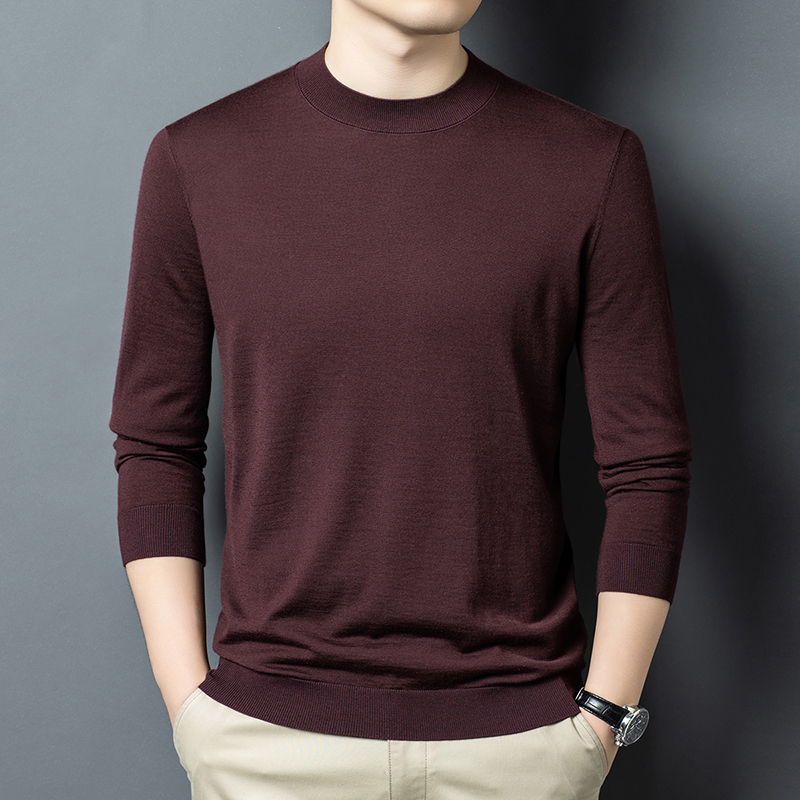 高端100%山羊绒衫男秋冬半高领长袖打底针织衫68支16针精纺工艺