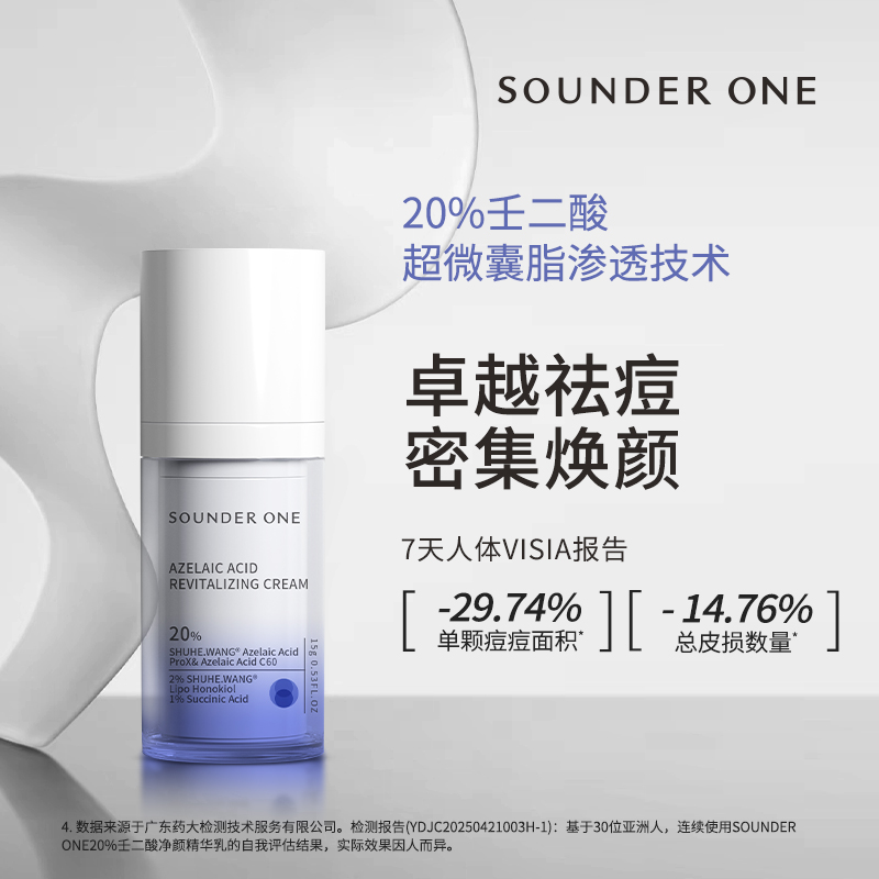 SOUNDER ONE20%壬二酸密集焕颜霜厚朴酚苦参碱 控油祛痘保湿舒缓