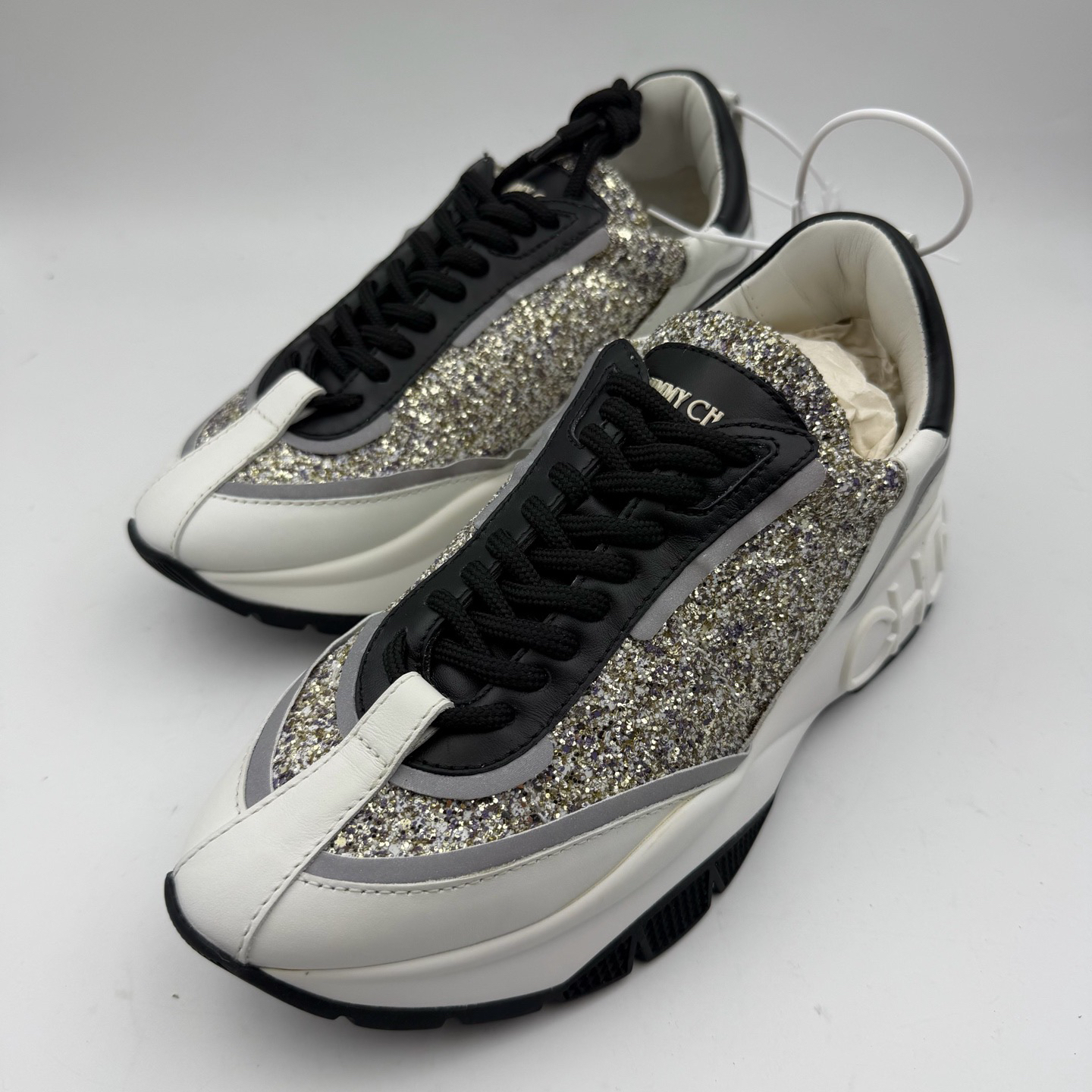 未使用 JIMMY CHOO/吉米周 37码/jimmy choo亮片老爹鞋/鞋盒/