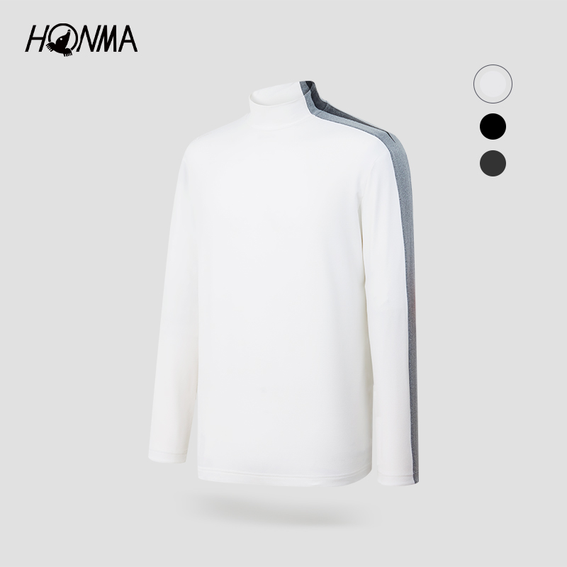 【专业高尔夫】HONMA男士打底衫半高领拼接设计修身弹力HMJD704R812