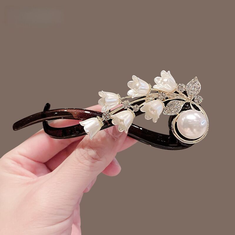 诗泊雅 古风铃兰花发夹扭扭夹一字夹U型发簪盘发装饰头饰头夹盘发