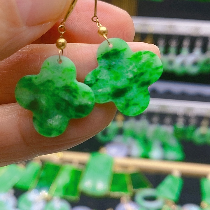 翡翠耳饰18K金镶嵌耳坠