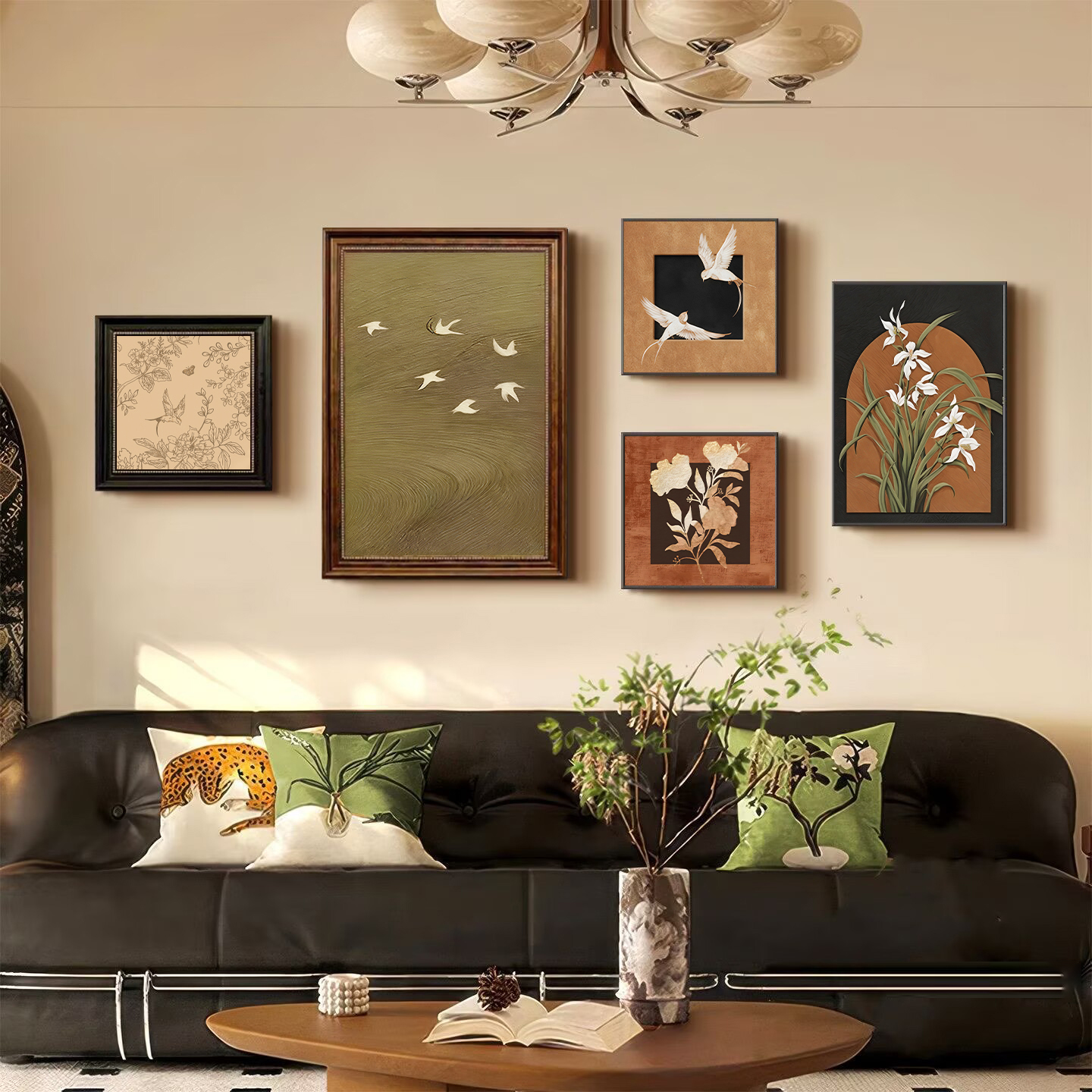 SY16宋代美学中古风客厅装饰画高级感沙发背景墙挂画法式复古挂画