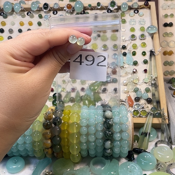 蛇纹石玉合金耳钉