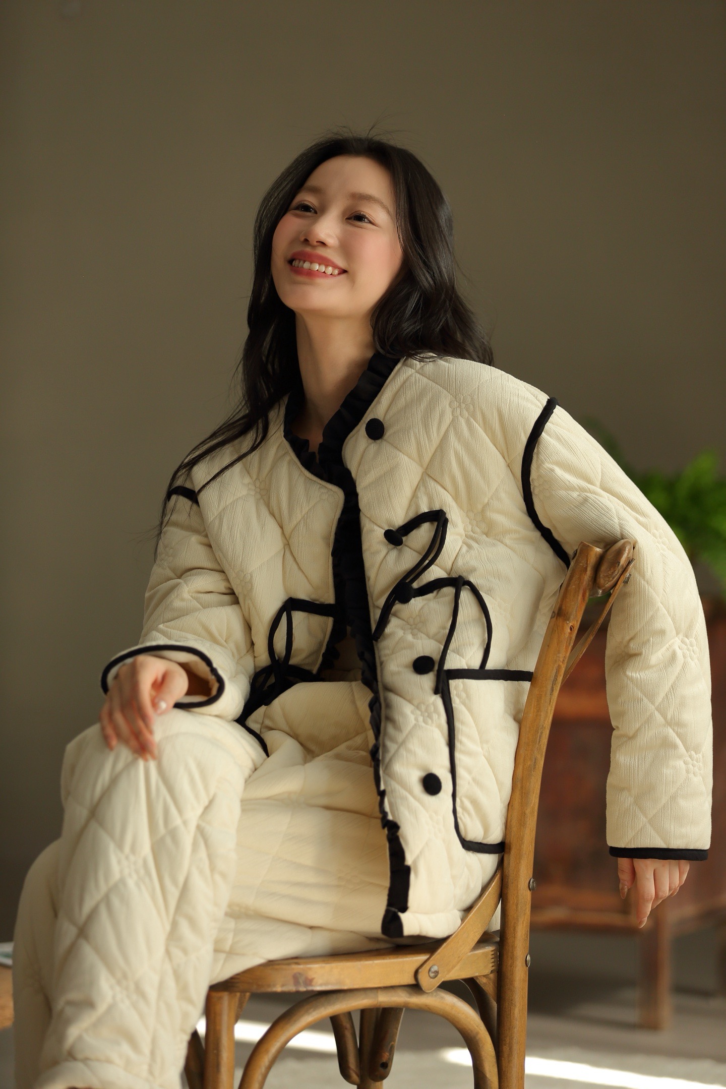 25冬季新款时尚可外穿女士家居服省服套装轻薄保暖379