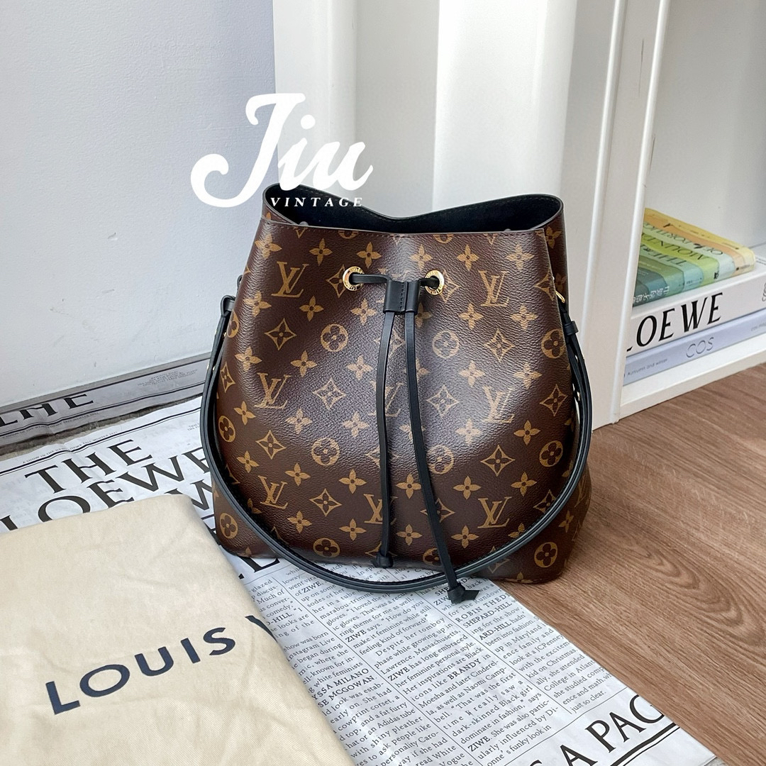 99新 LouisVuitton/路易威登 【桃子专属】老花neo 水桶包 黑/粉/红