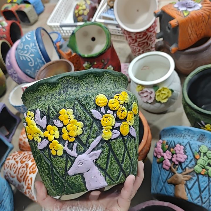 红陶吸水透气的白陶花盆凑满12发货