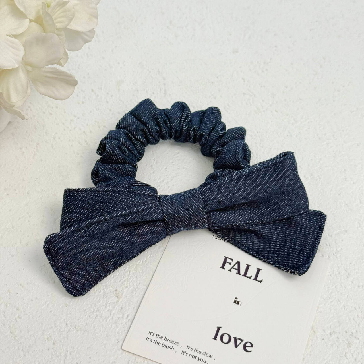 BAOSHATI/宝莎缇F-1609布艺牛仔蝴蝶结高弹发圈