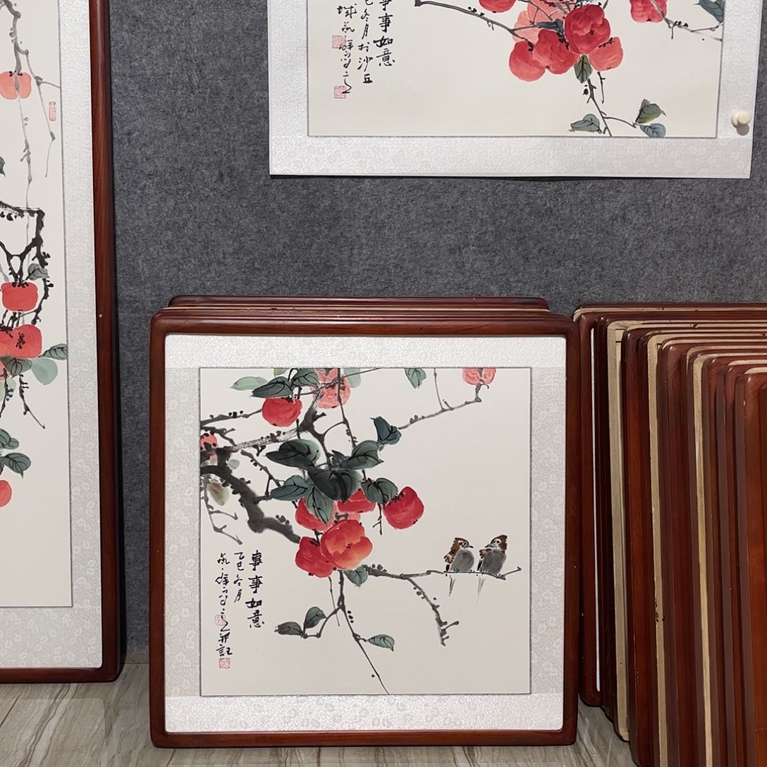 国画书画作品带框63×63
