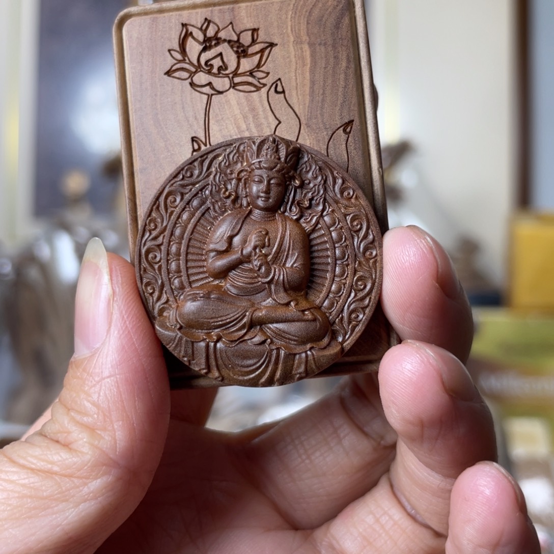 么****檀香木吊坠无事牌➕阿弥陀佛微瑕