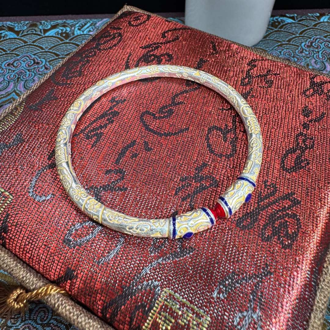 【K】足银手镯 吉言开口手镯古法 SZ0009