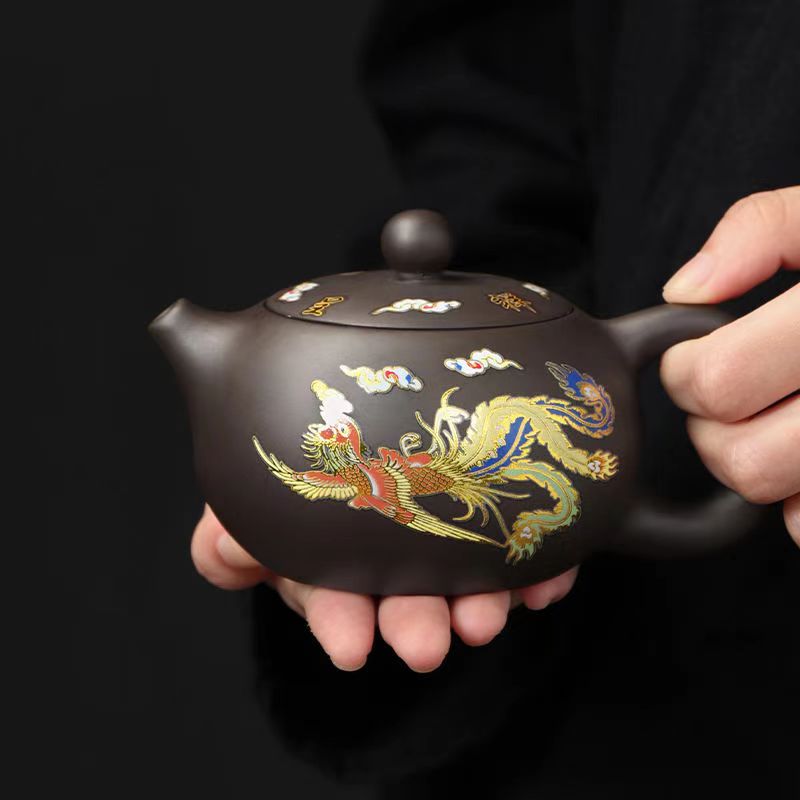 深井老子泥变色西施龙凤凤鸣壶