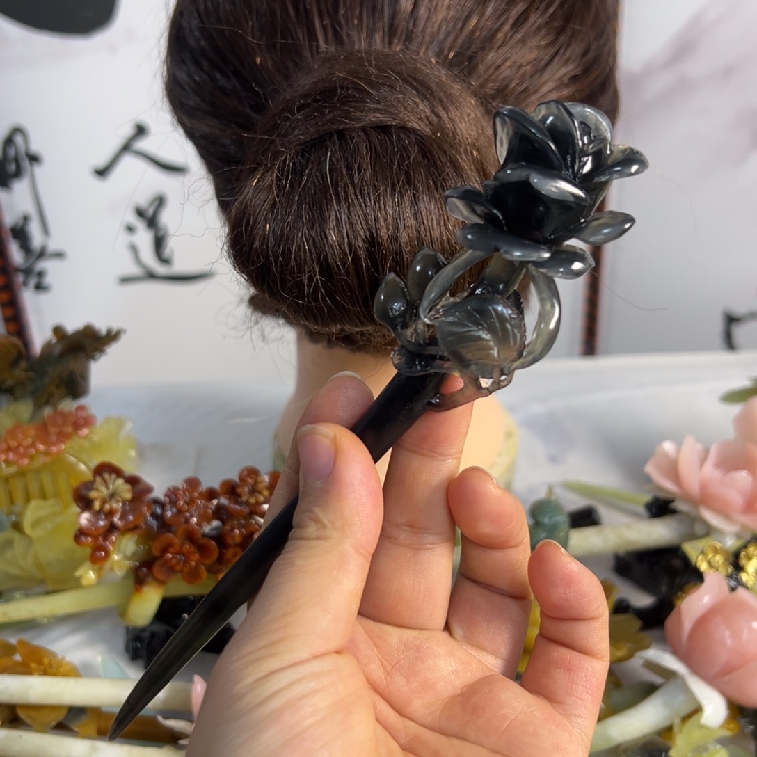 定制蛇纹石玉毛货发饰