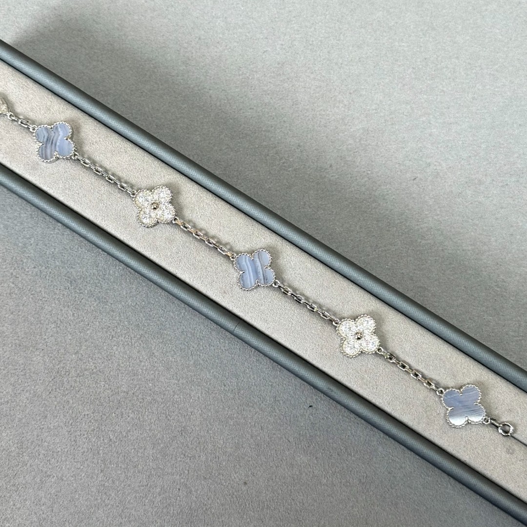 铜合金手链 时尚轻奢高级百搭【紫色相间五花手链】D093