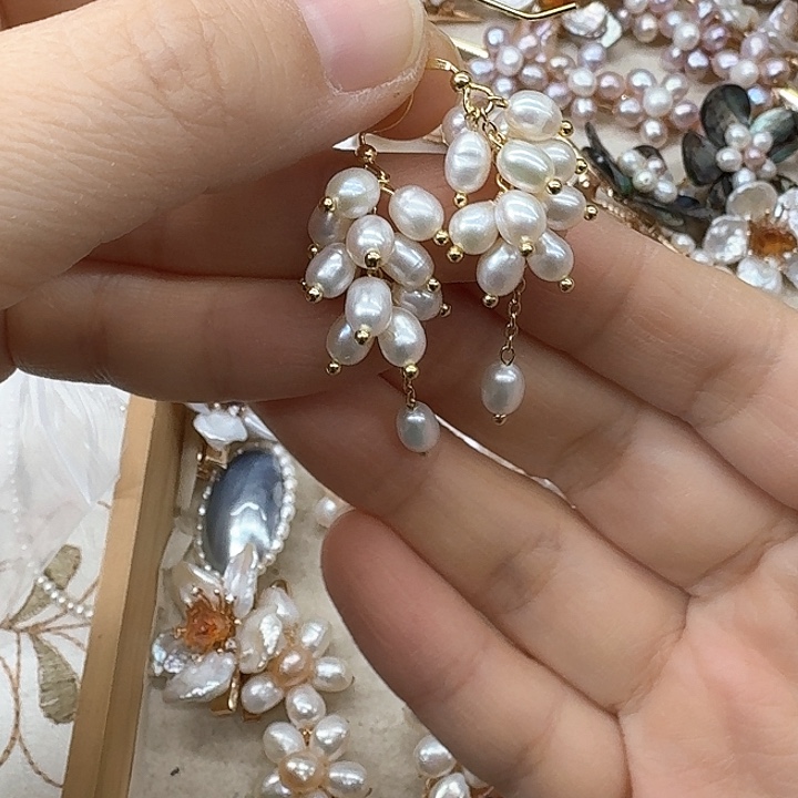 淡水珍珠发饰银S925镶嵌