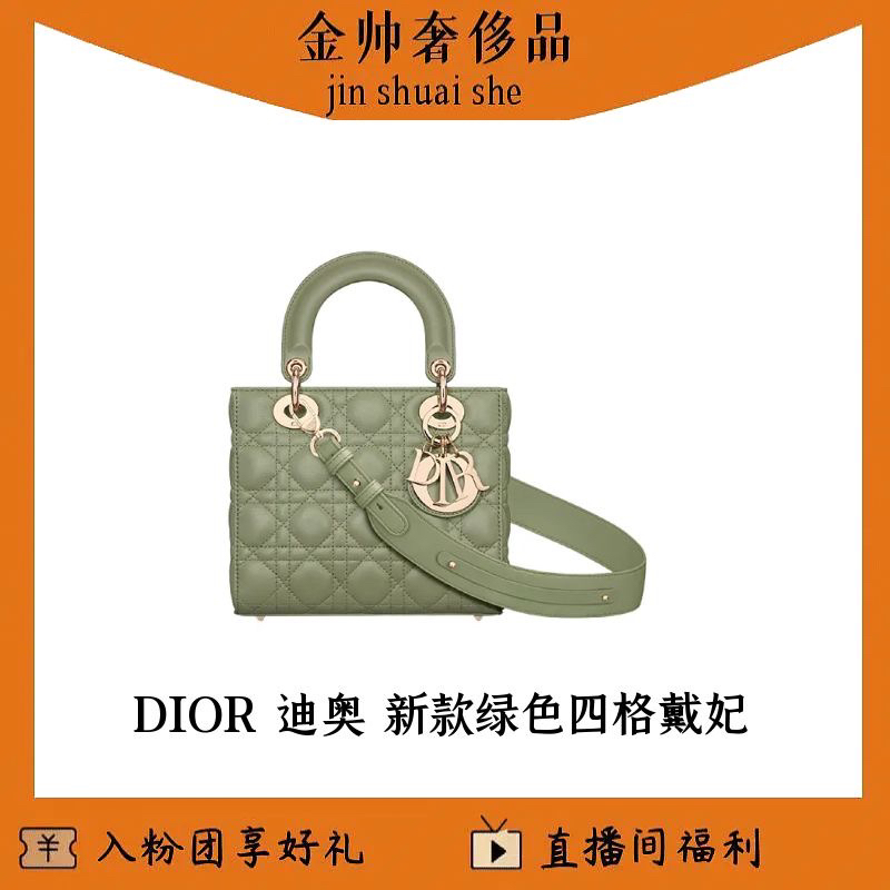 99新 DIOR/迪奥 绿色/四格戴妃/新款肩带/单肩包/B4843