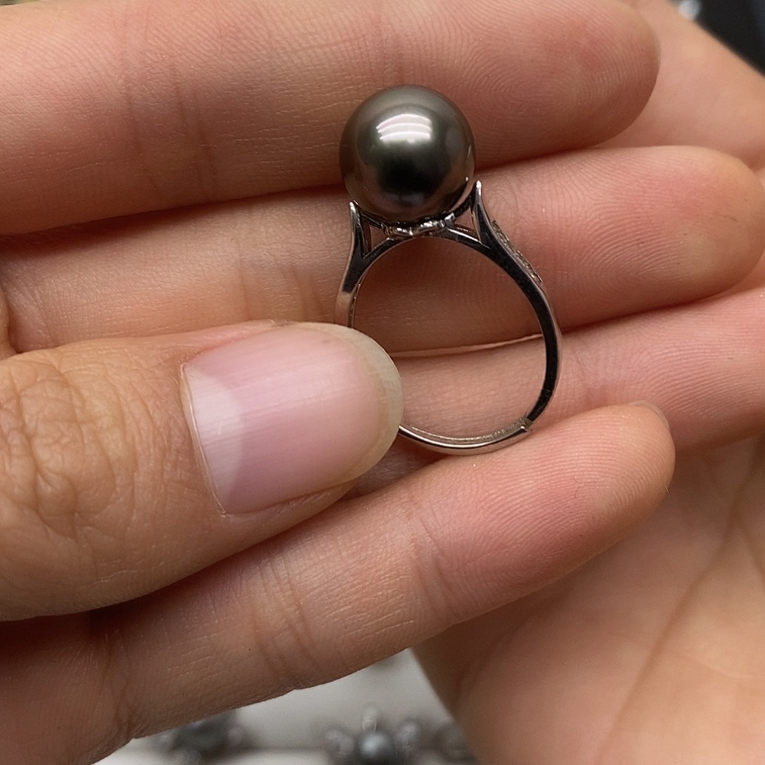 海水珍珠戒圈银S925镶嵌