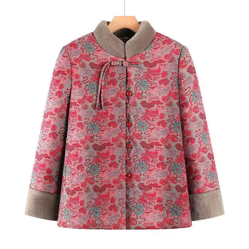 12060-大码奶奶冬装棉服女中老年人棉衣加绒加厚妈妈装