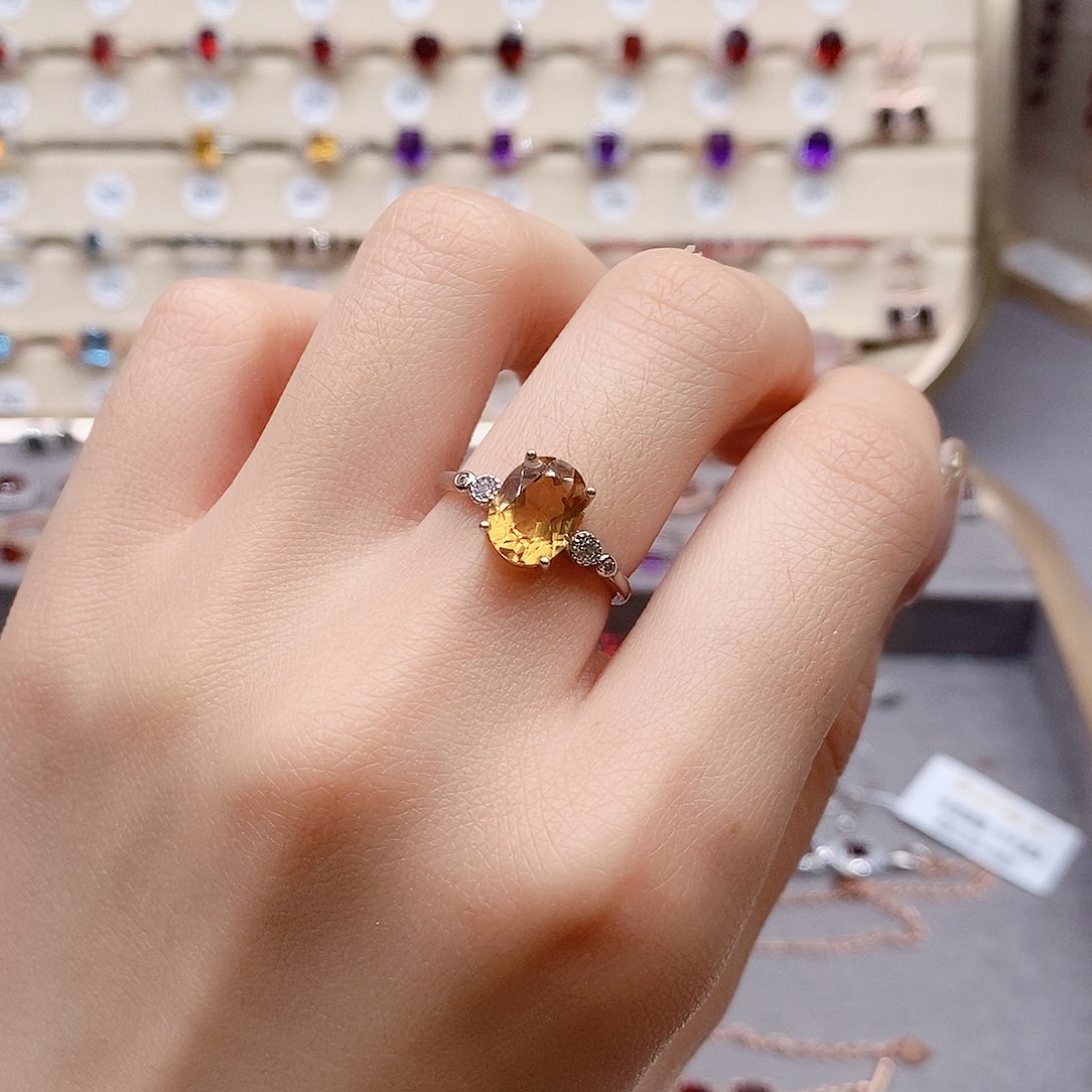 水晶戒指银S925镶嵌戒指