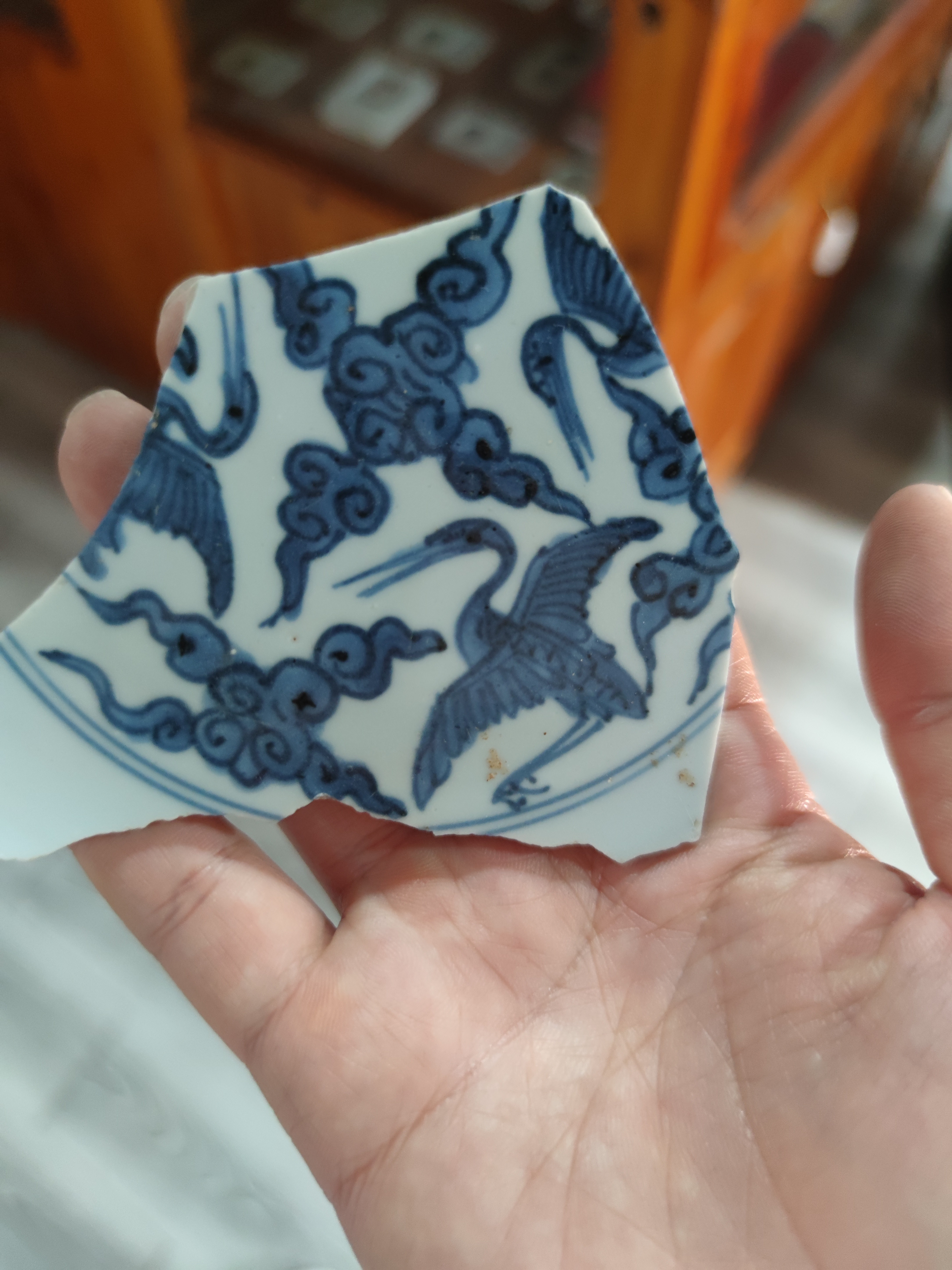 鹤纹瓷片一件瓷片瓷片