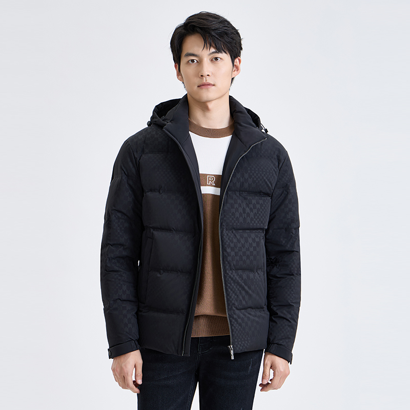 柒牌可拆卸连帽羽绒服男士2025冬季休闲保暖厚外套K27E70870