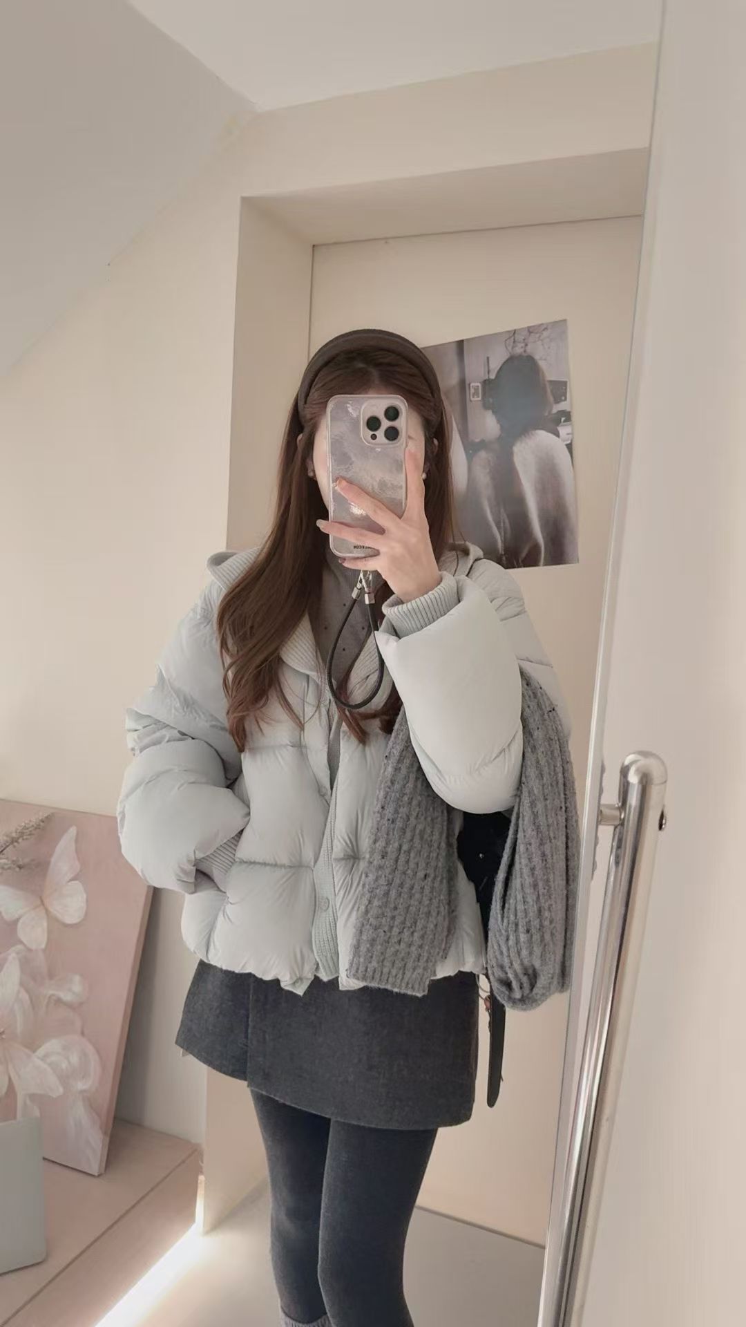 ouran  冬季新款G1700保暖舒适拼接针织帽羽绒服（建议干洗）