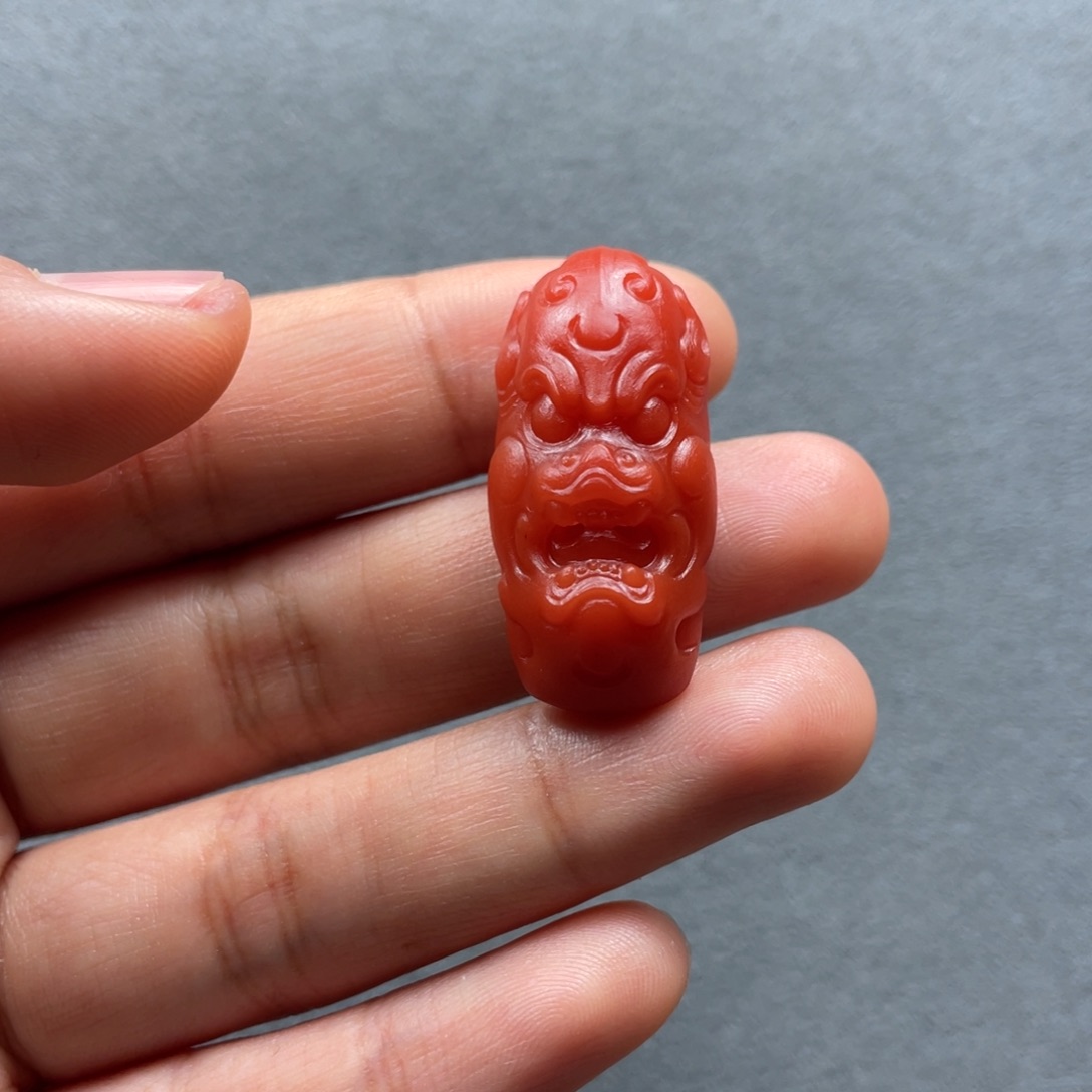 南红玛瑙配饰未镶嵌兽面