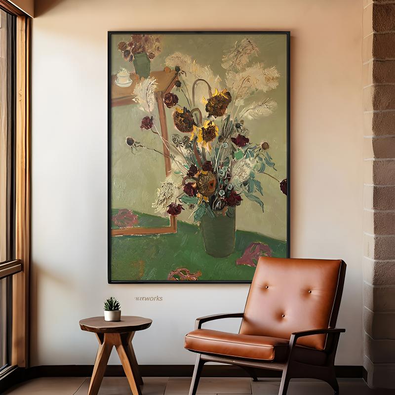 复风古花卉玄关2025油画中古风装饰画中古法式装饰画玄关装饰画