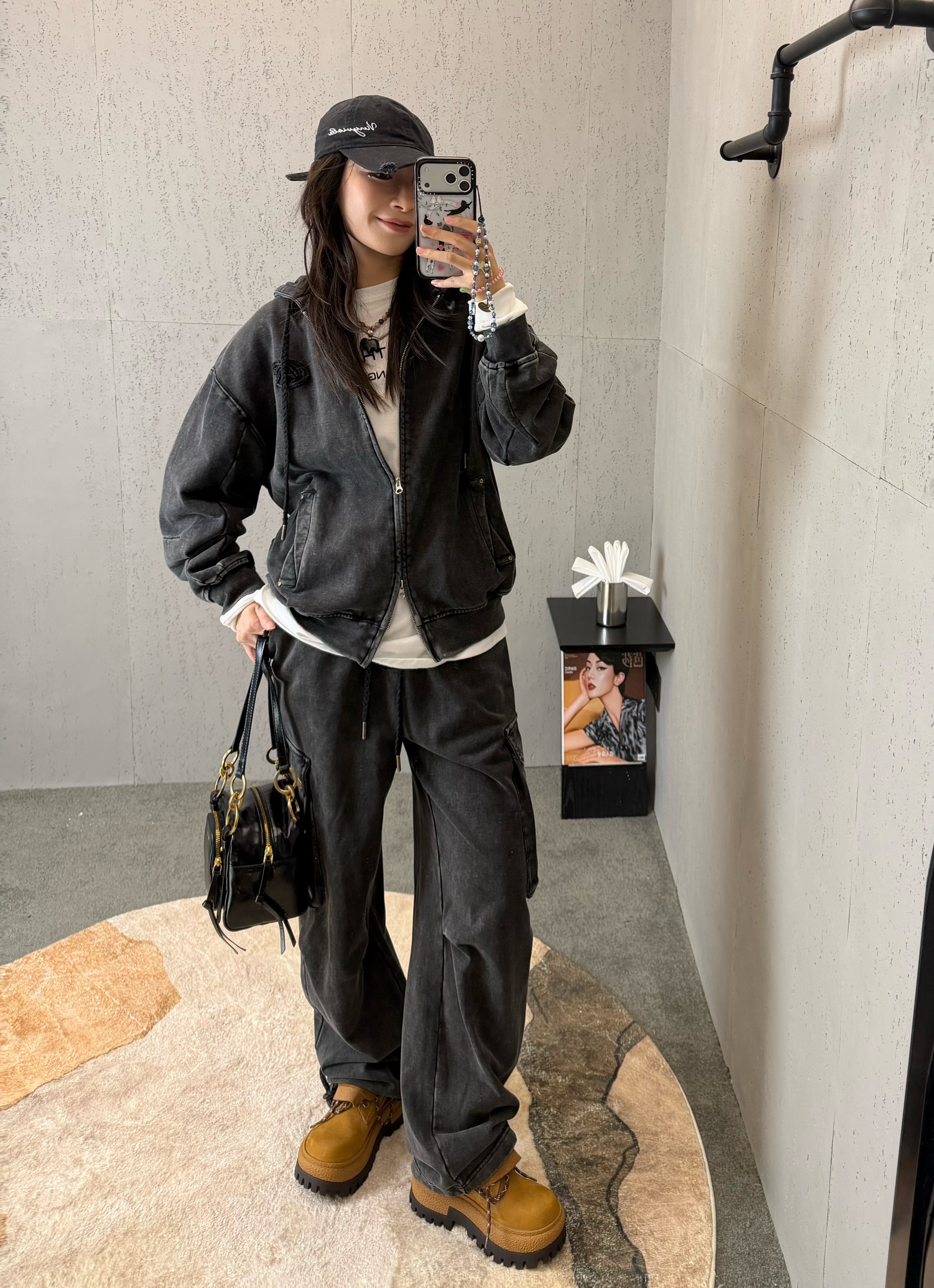 CocoAydan秋冬新品擦色灰色卫衣套装