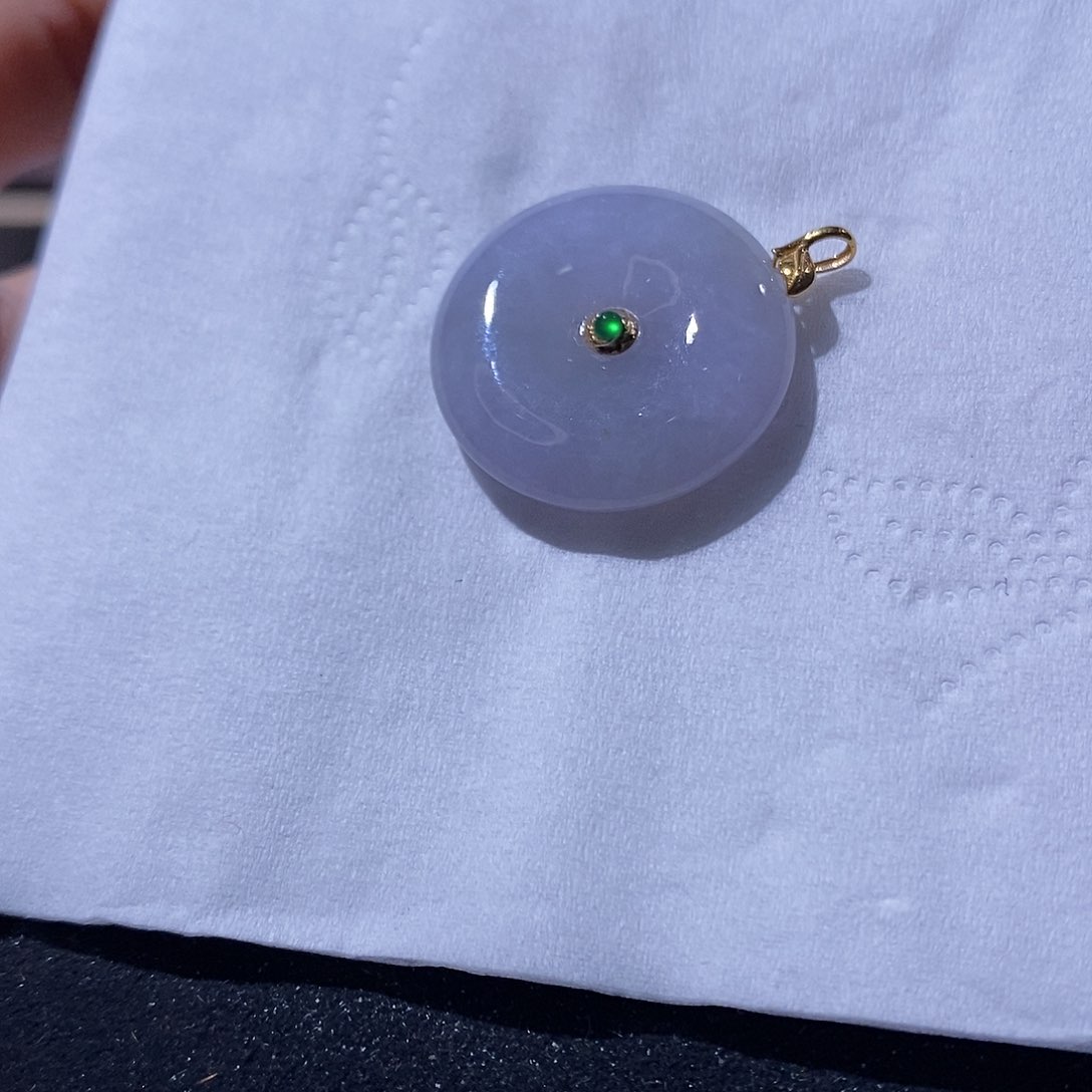 翡翠吊坠(不含链)18K金镶嵌