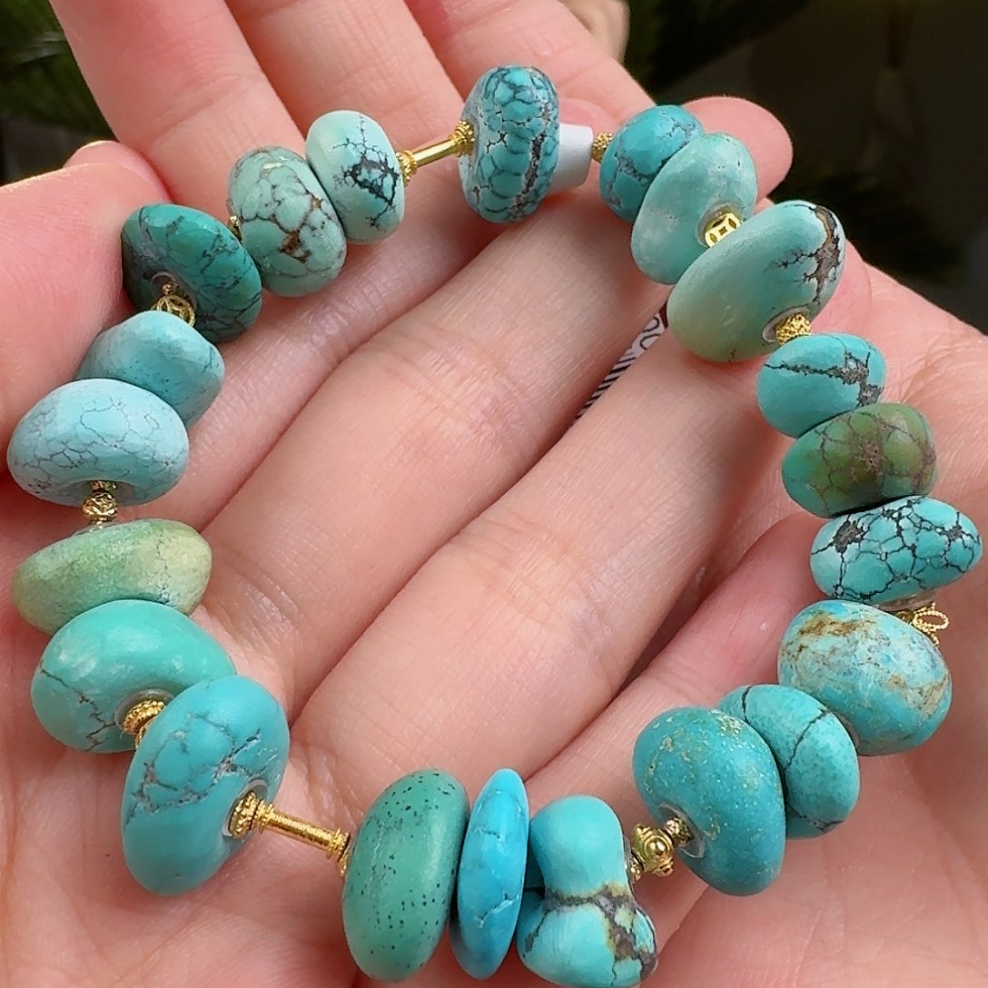 绿松石珠宝奇石18K金镶嵌