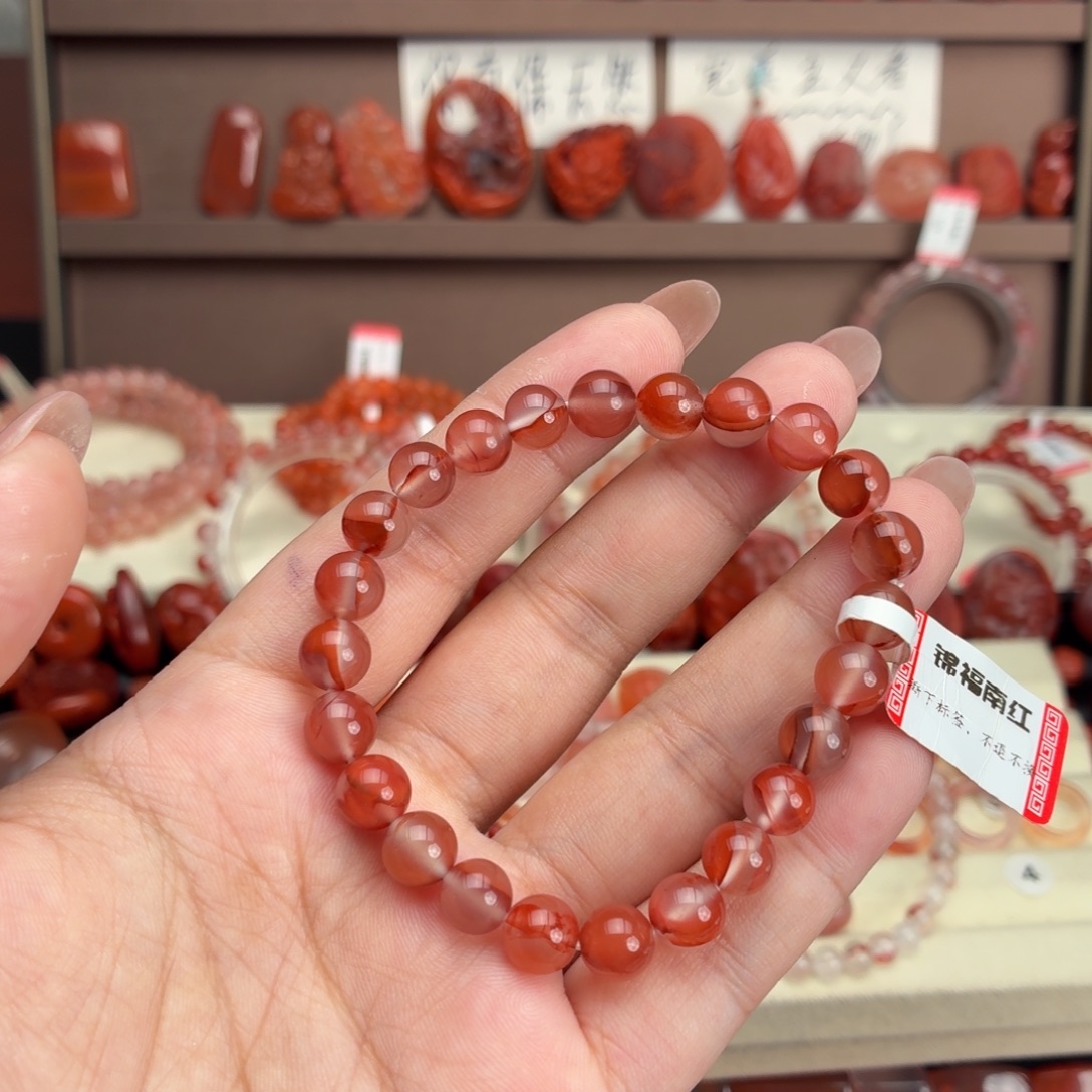 煮***煮南红玛瑙未镶嵌颈饰7咪➕单圈手串