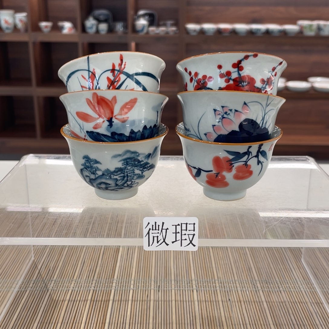 釉下手绘茶具微瑕