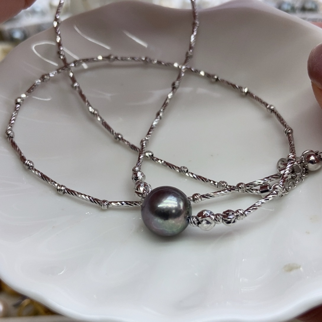 银S925镶嵌海水珍珠套链