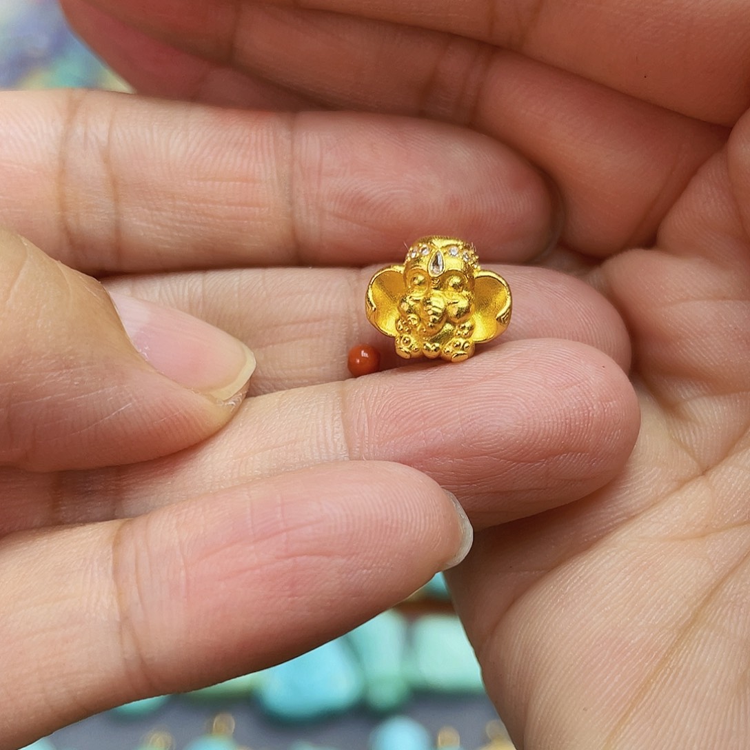 南红玛瑙银S925镀金镶嵌吊坠(不含链)