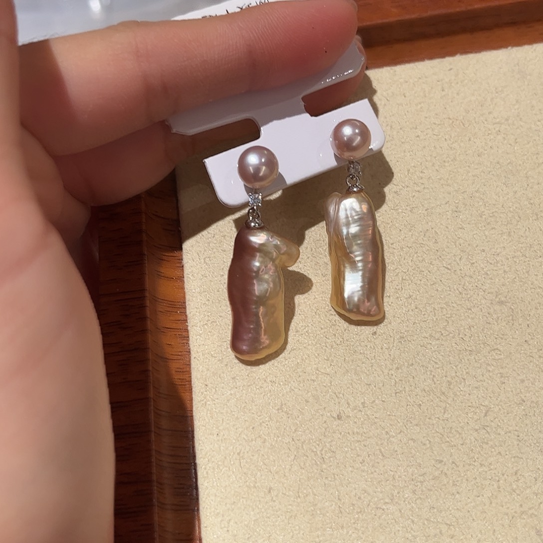 合金淡水珍珠耳饰