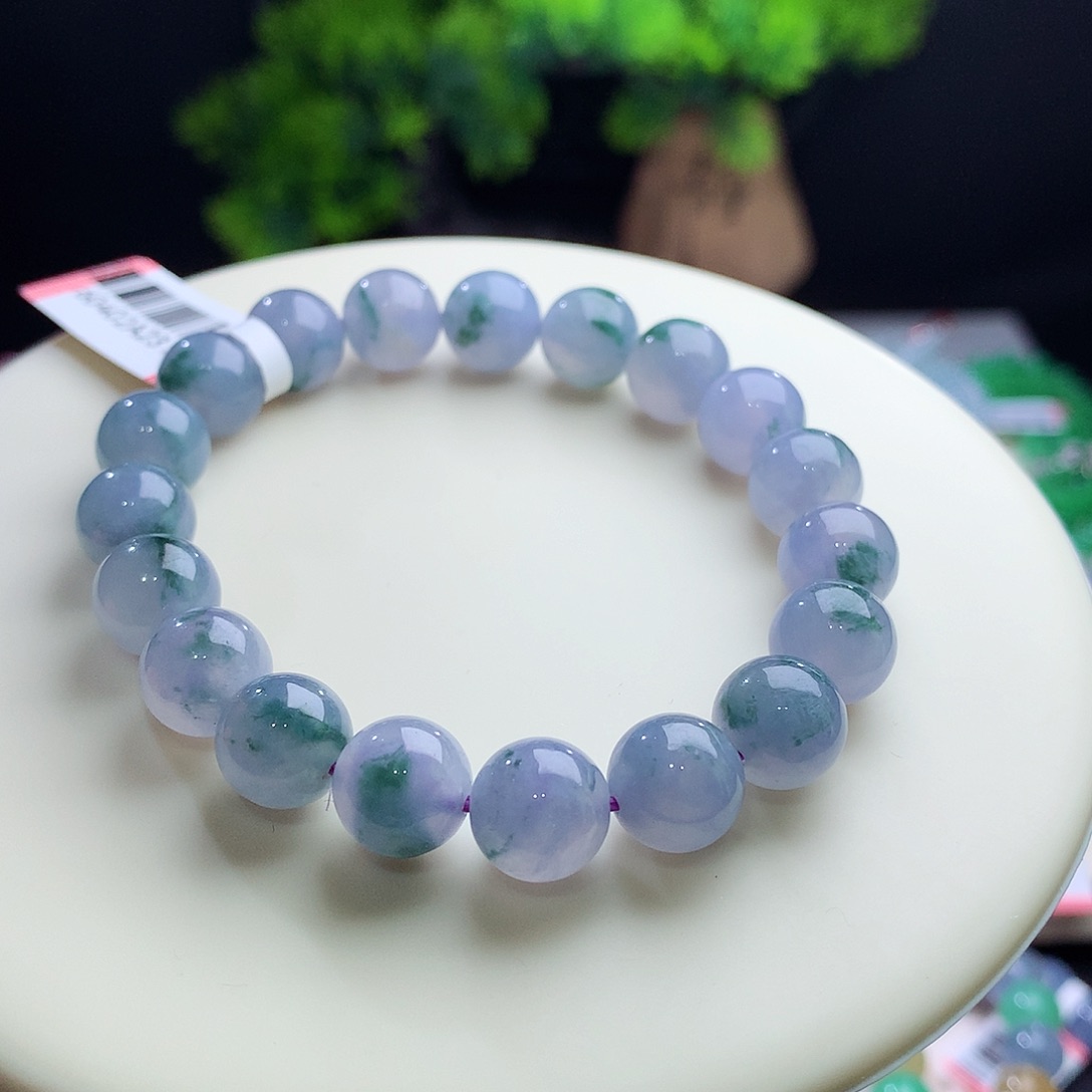 未镶嵌手串翡翠卡10mm冰紫罗兰飘花 莫奈！