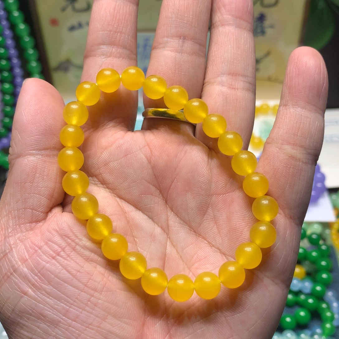 翡翠散珠冰黄卡8珠子