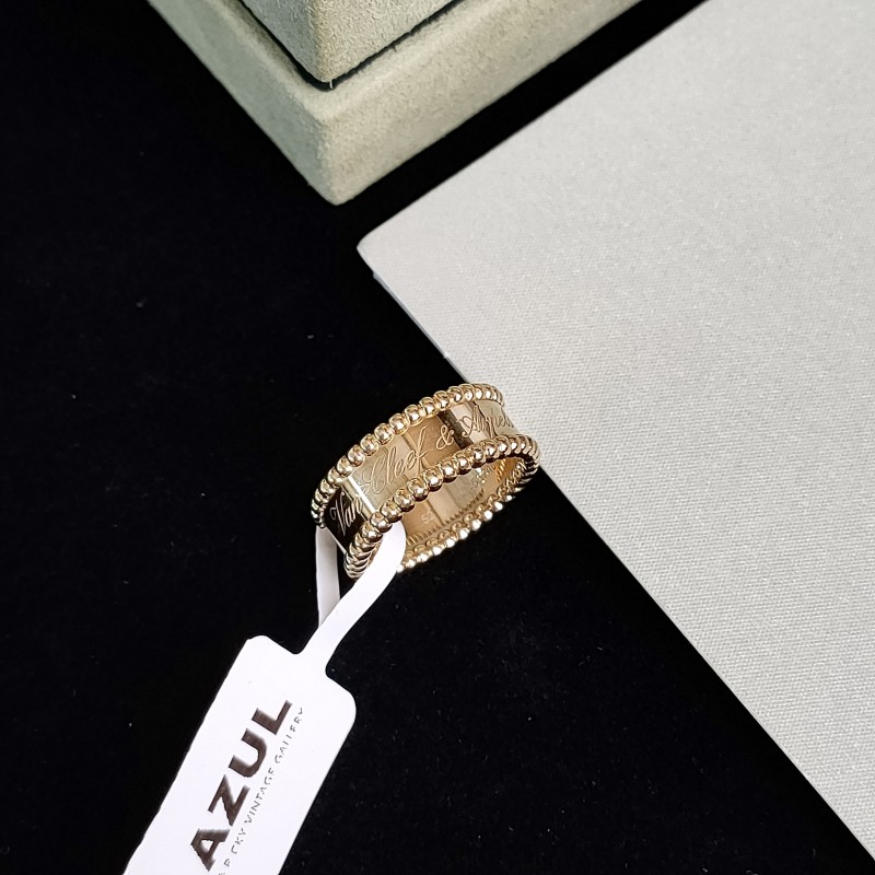 99新 梵克雅宝 Azul- 21年750黄金Perlee标志签名戒指52码53144