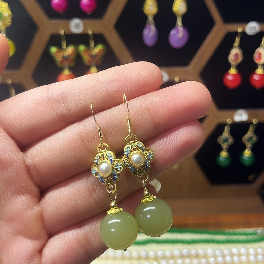 锆石纯铜合金耳饰