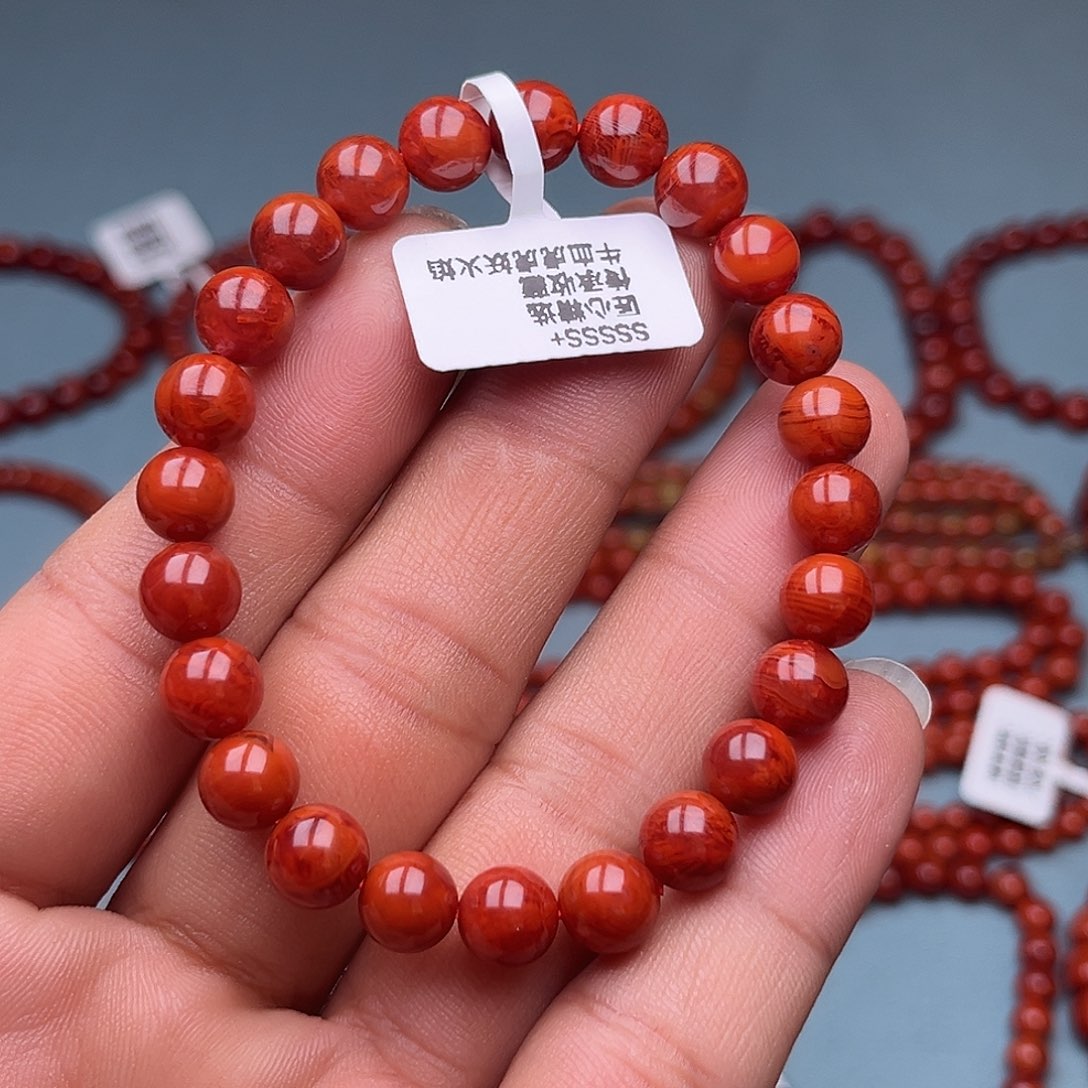 南红玛瑙未镶嵌手链牛血妖火焰卡8