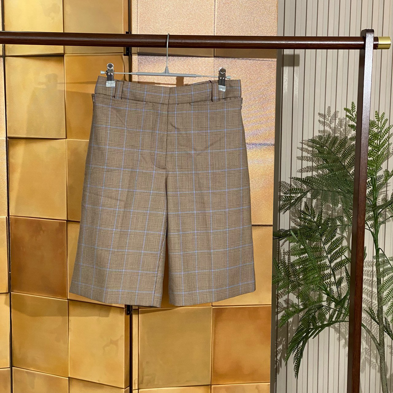 全新未使用 BURBERRY/博柏利 棕色格纹短裤/uk4码/41151 国产